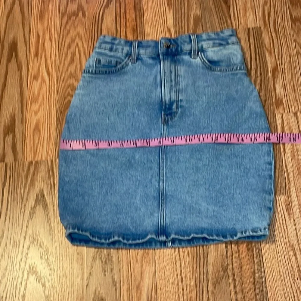 Divided Jean Skirt, stretchy, above knee, washed blue denim, 2